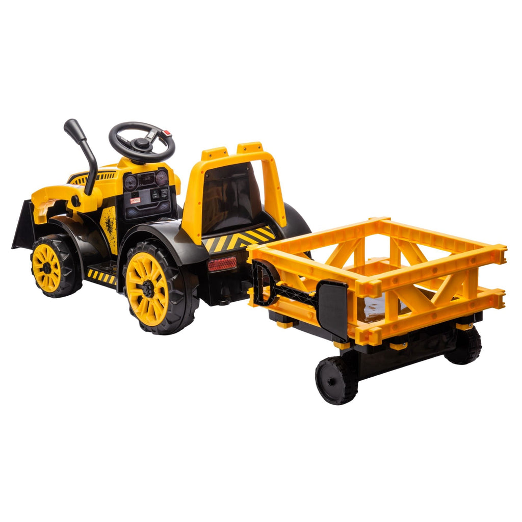 Best Ride On Cars Tonka 6V Construction Tractor Ride-On with Trailer and Working Loader for Kids