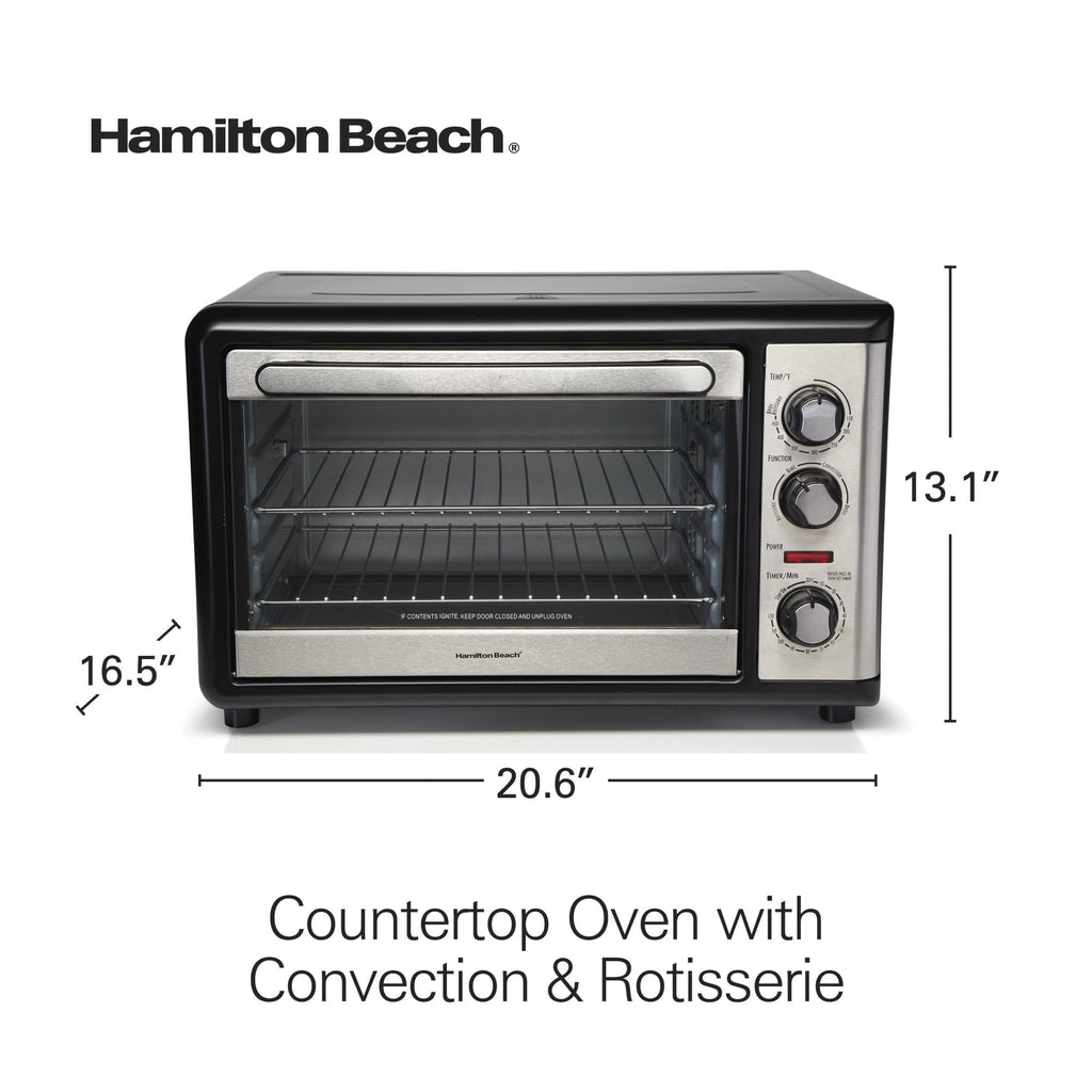 Hamilton Beach Countertop Toaster Oven with Convection & Rotisserie, Extra Large Capacity, Black