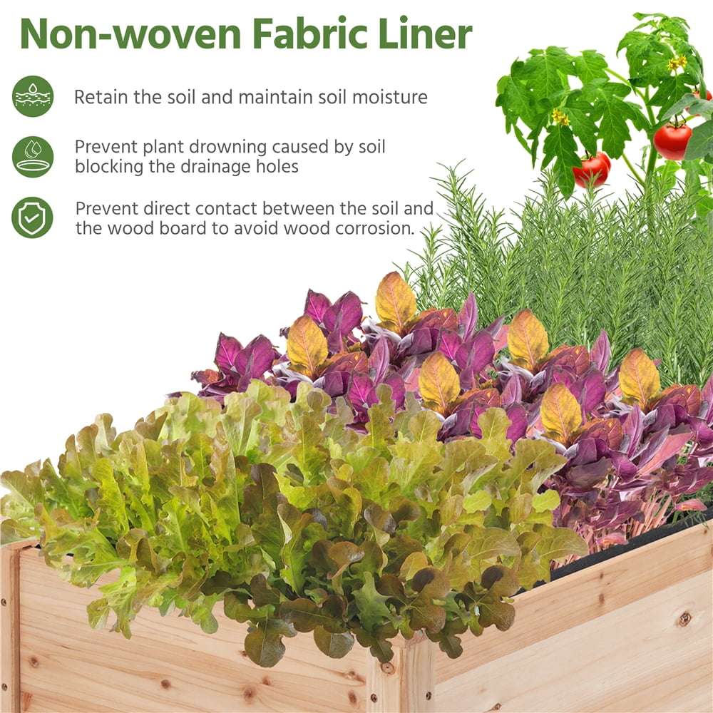 Yaheetech Rectangle Fir Wood Raised Garden Bed Planters, Wood