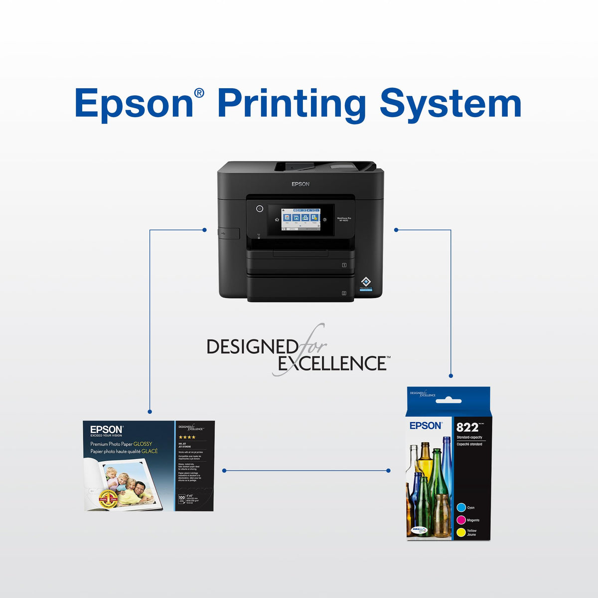 EPSON 822 DURABrite Ultra Ink High Capacity Black & Standard Color Cartridge Combo Pack (T822XL-BCS) Works with WorkForce Pro WF-3820,3823, 4820