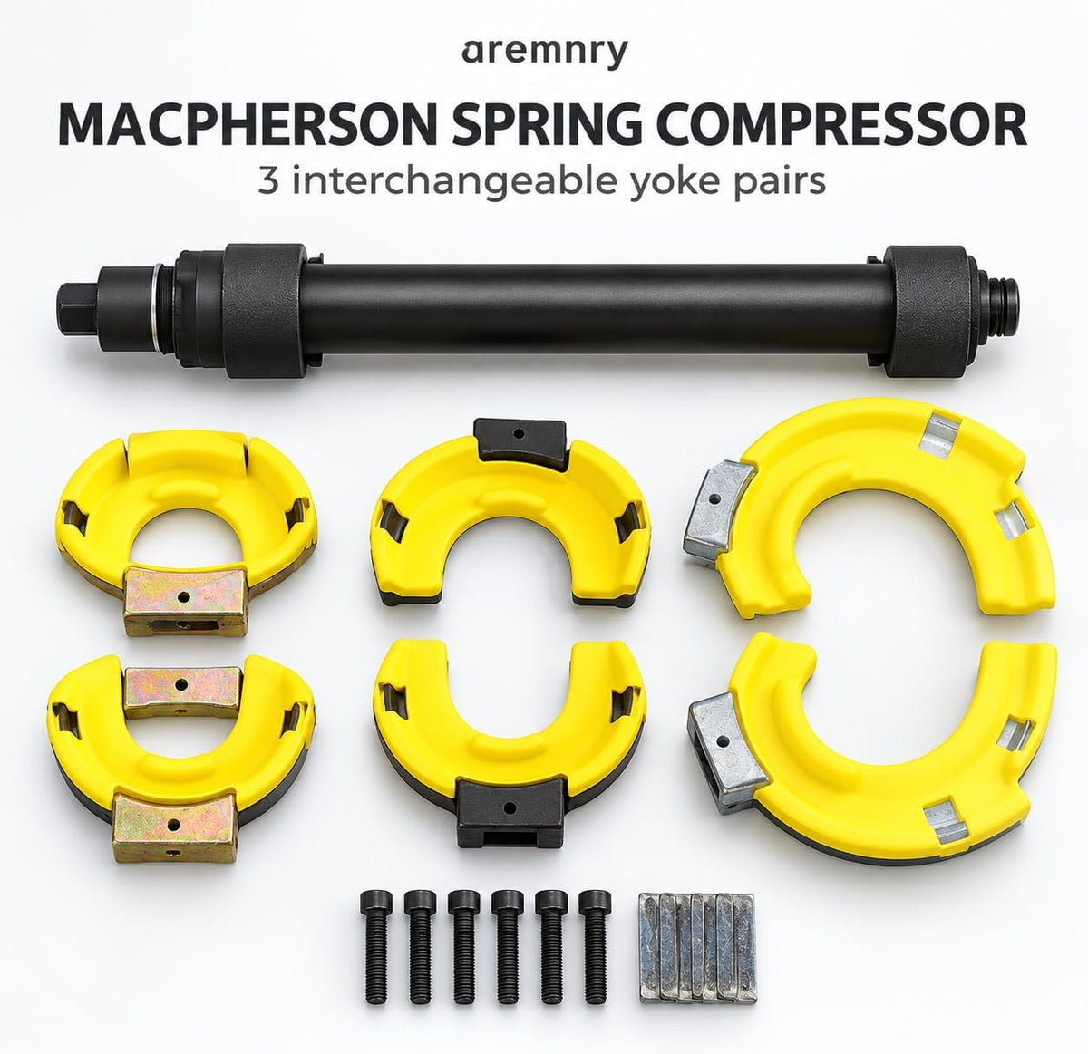 Heavy Duty Macpherson Strut Spring Compressor Tool, Impact Wrench Rated Coil Spring Extractor Kit with Overload Protection Safety Guard, 3 Pairs