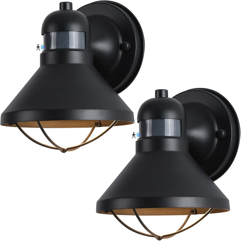 2 Pack Dusk to Dawn Motion Sensor Outdoor LED Wall Light Fixture