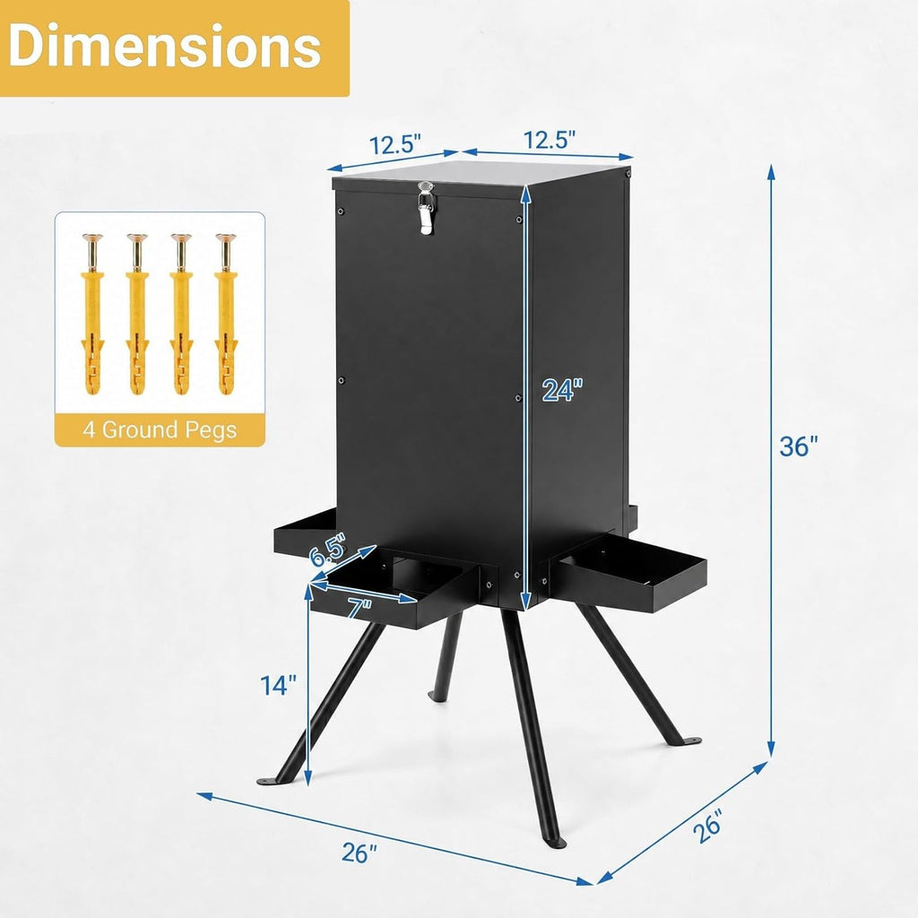 GYMAX 90LBS Deer Feeder, Gravity Deer Feeders with 4 Trays, Heavy Duty