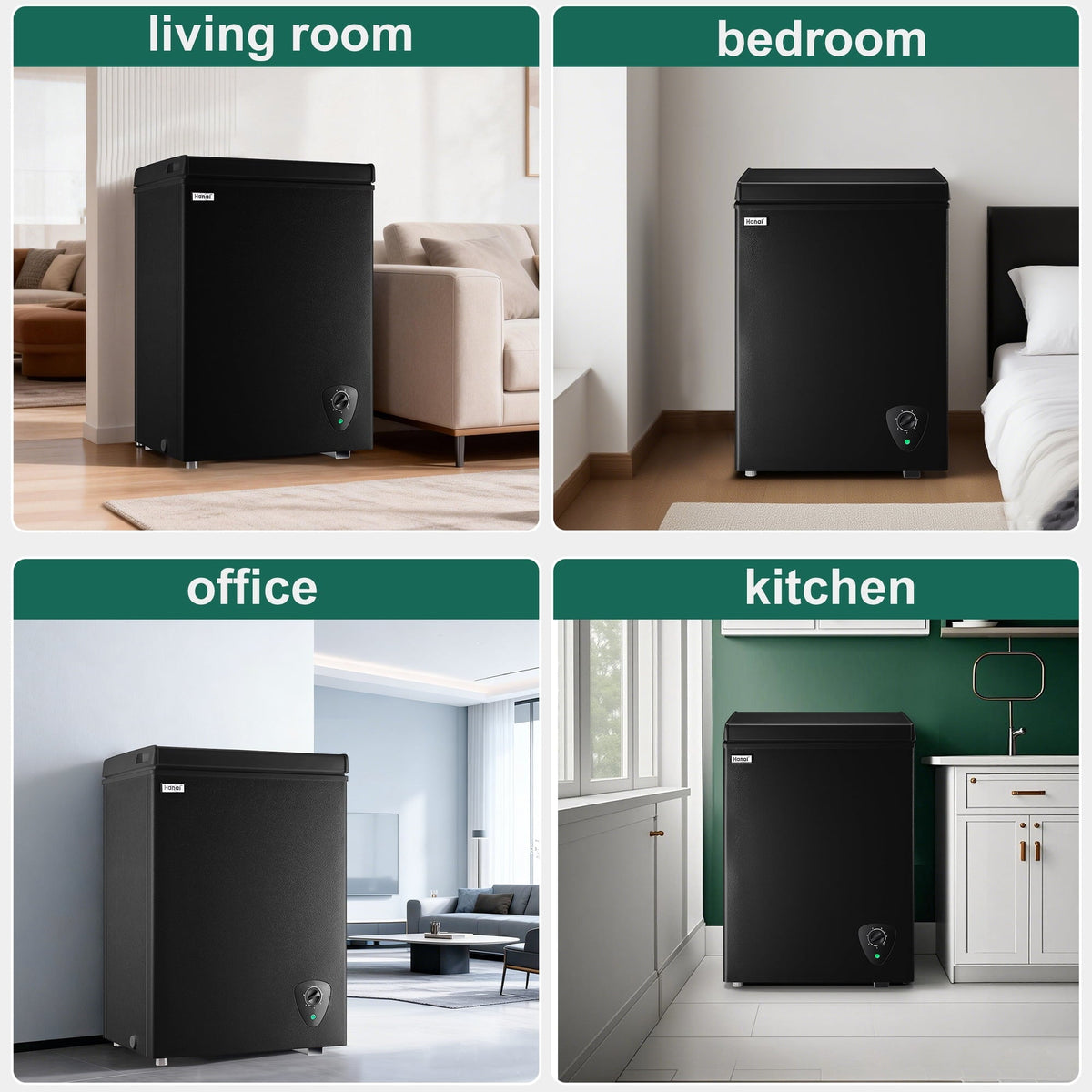 WANAI 3.5 Cu.Ft Chest Freezer,Energy-Saving Small Deep Freezer for Small Spaces,Black