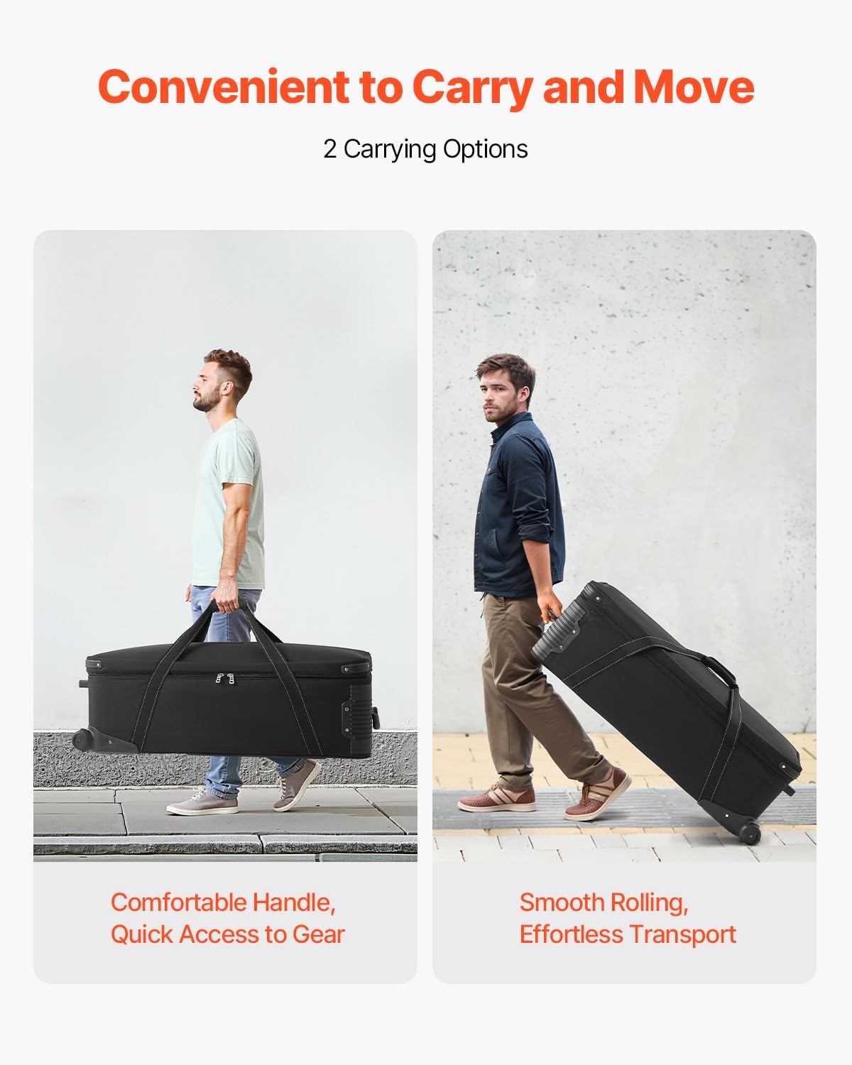 VEVOR Studio Equipment Trolley Case, 39.37 x 14.96 x 12.60 in / 100 x 38 x 32 cm, Rolling Camera Bag, Carrying Bag with Wheels Straps Padded