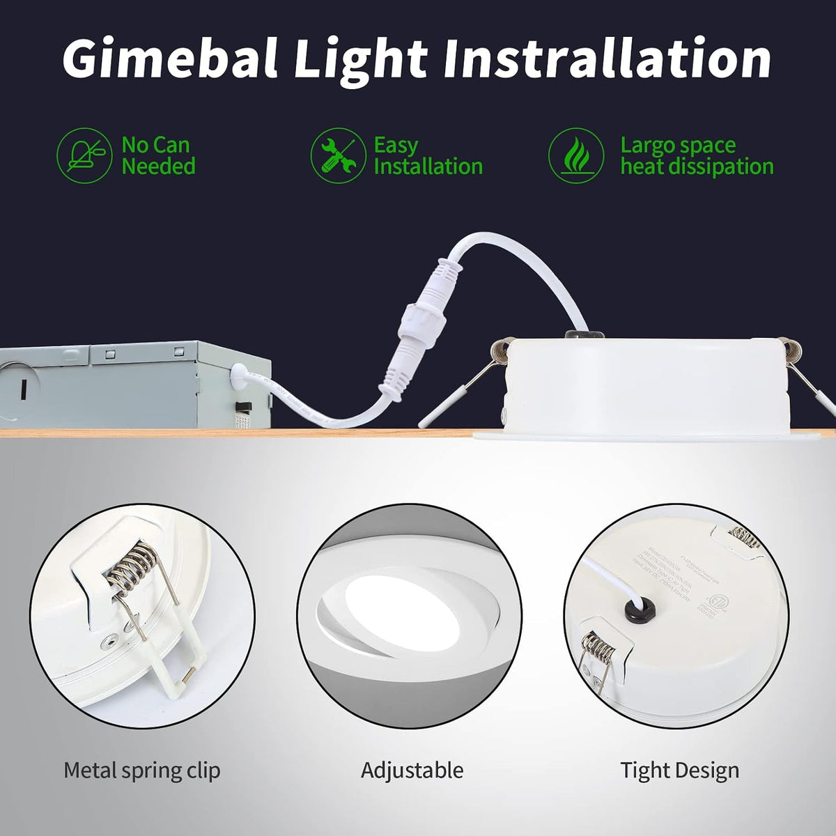 KnLnny Ware 4 Inch Led Recessed Lights Gimbal 4 Pack,5 CCT,Dimmable