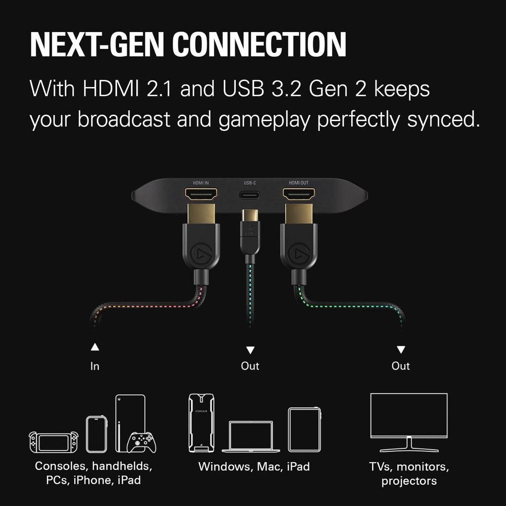 Elgato 4K X Capture Card, HDMI 2.1, 4K144 Ultra-Low Latency