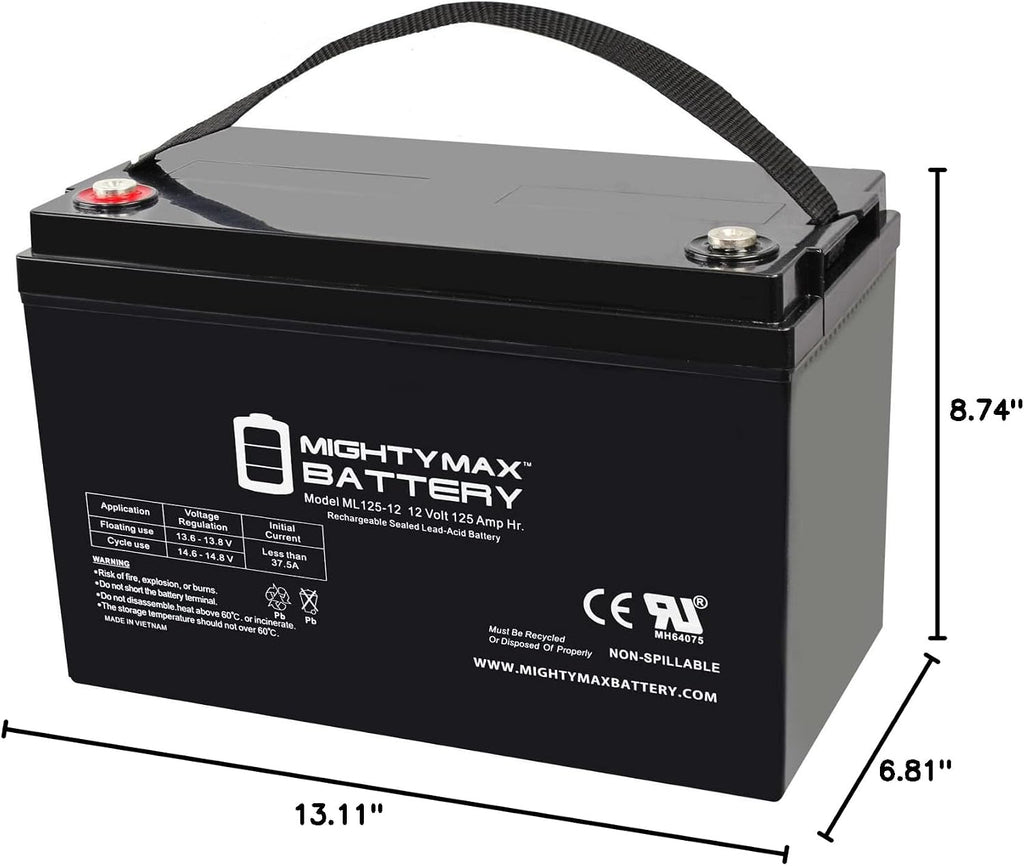 Mighty Max Battery 12V 125AH SLA Battery for Zoeller 508 Aquanot Backup Sump