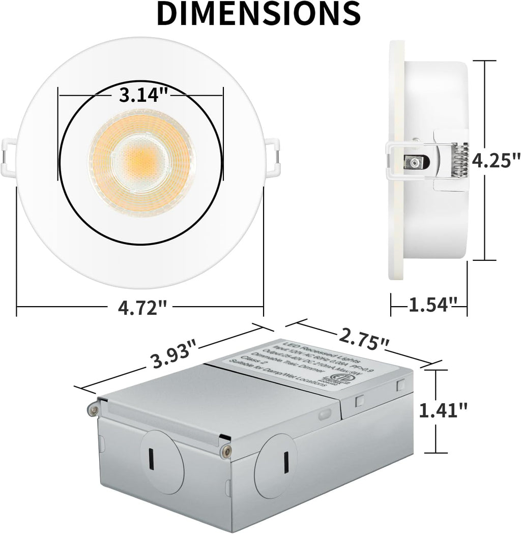 KnLnny Ware 4 Inch Led Recessed Lights Gimbal 4 Pack,5 CCT,Dimmable