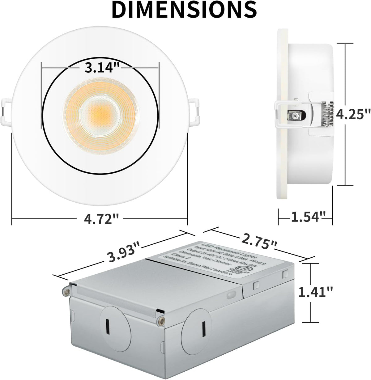 KnLnny Ware 4 Inch Led Recessed Lights Gimbal 4 Pack,5 CCT,Dimmable