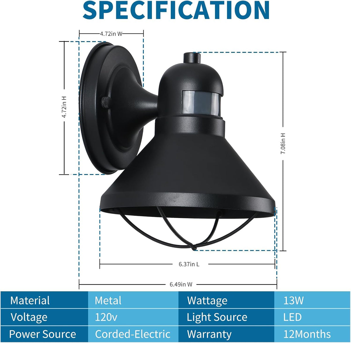 2 Pack Dusk to Dawn Motion Sensor Outdoor LED Wall Light Fixture