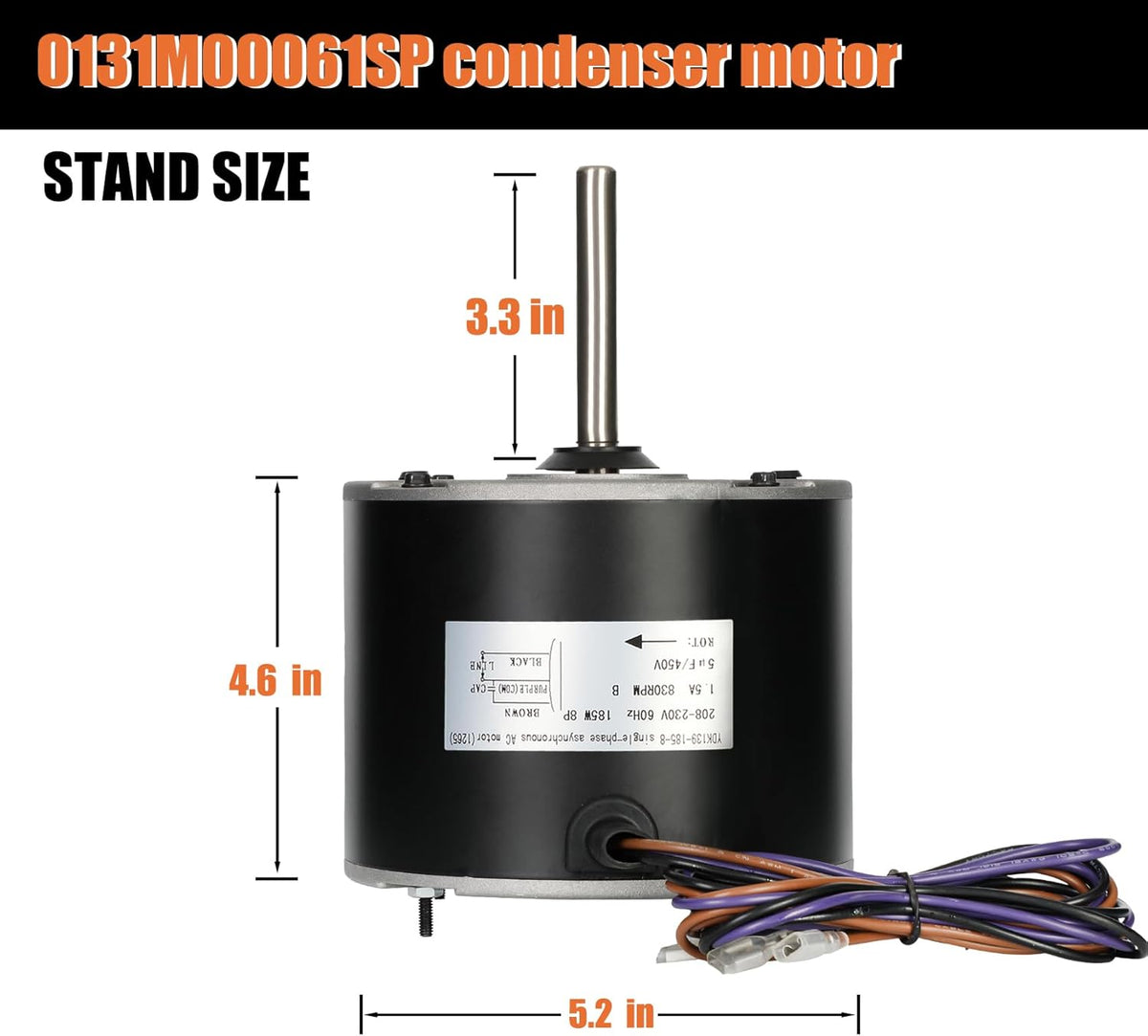0131M00061SP Condenser Fan Motor, 1/4 Hp Condenser Fan Motor