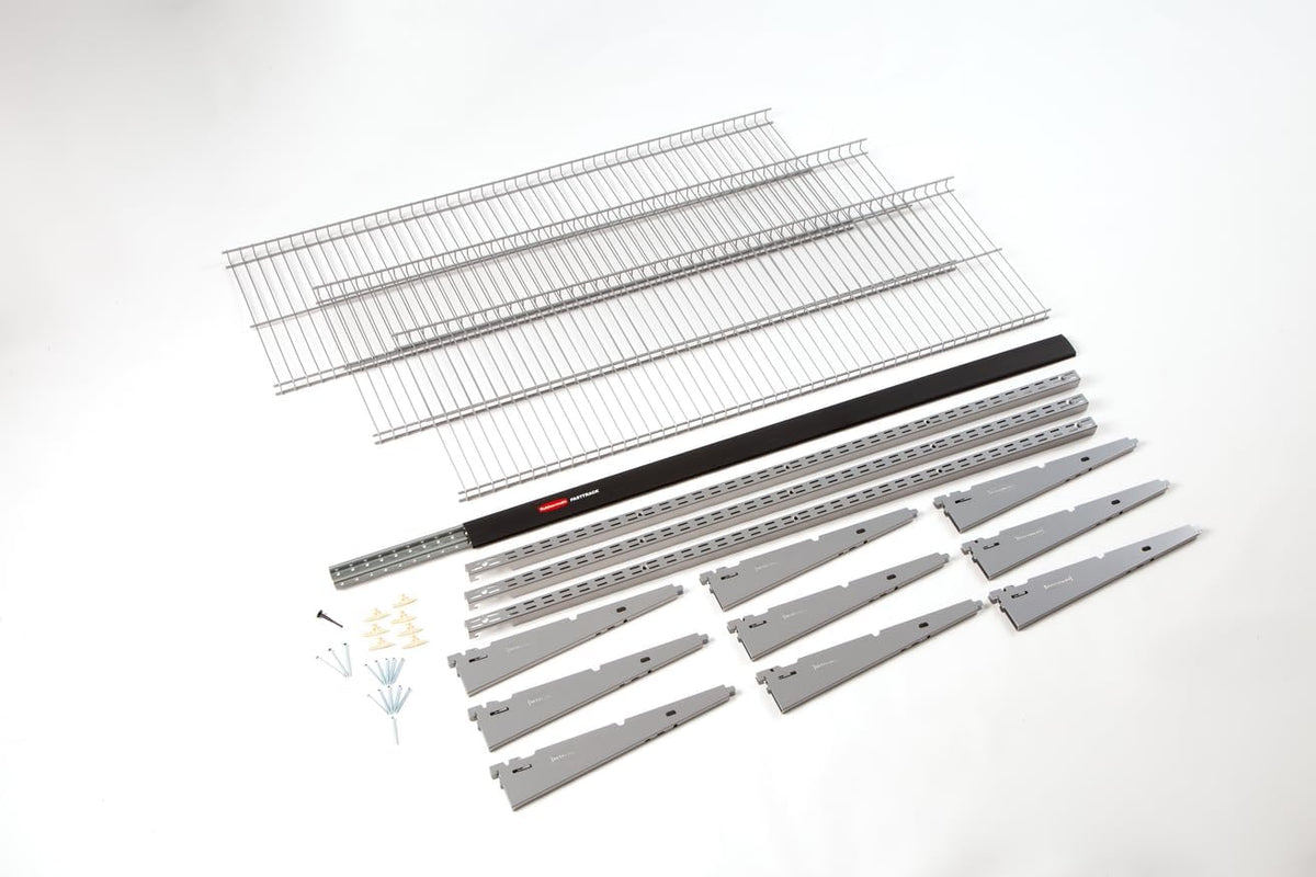 Rubbermaid FastTrack Rail Storage 48"x16" 3-Shelf Kit, 350 lbs. Per Shelf, for Home/Garage/Shed/Workshop Organization