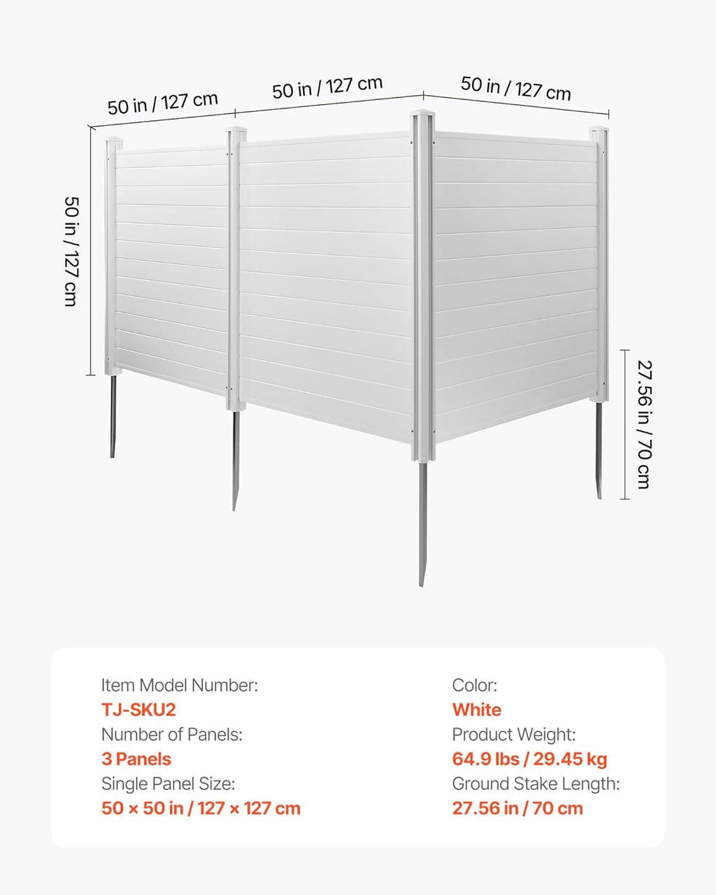 VEVOR Outdoor Privacy Screen 50in W x 50in H 3-Panel Air Conditioner Fence