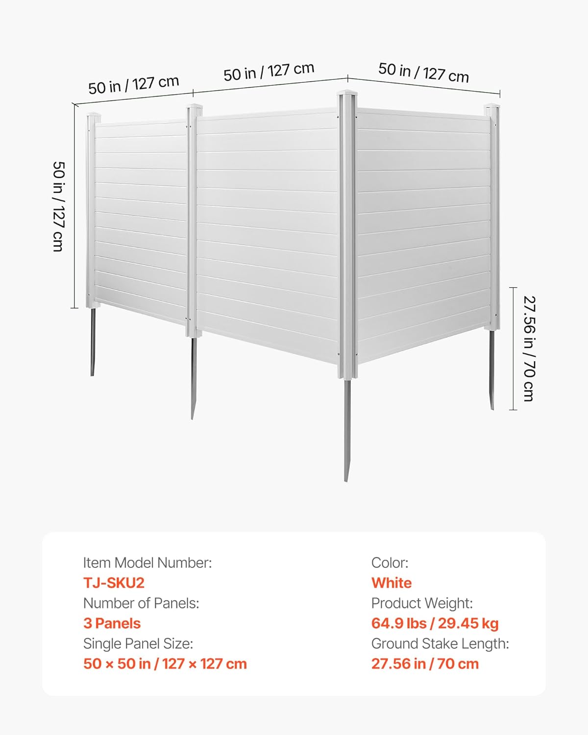 VEVOR Outdoor Privacy Screen 50in W x 50in H 3-Panel Air Conditioner Fence