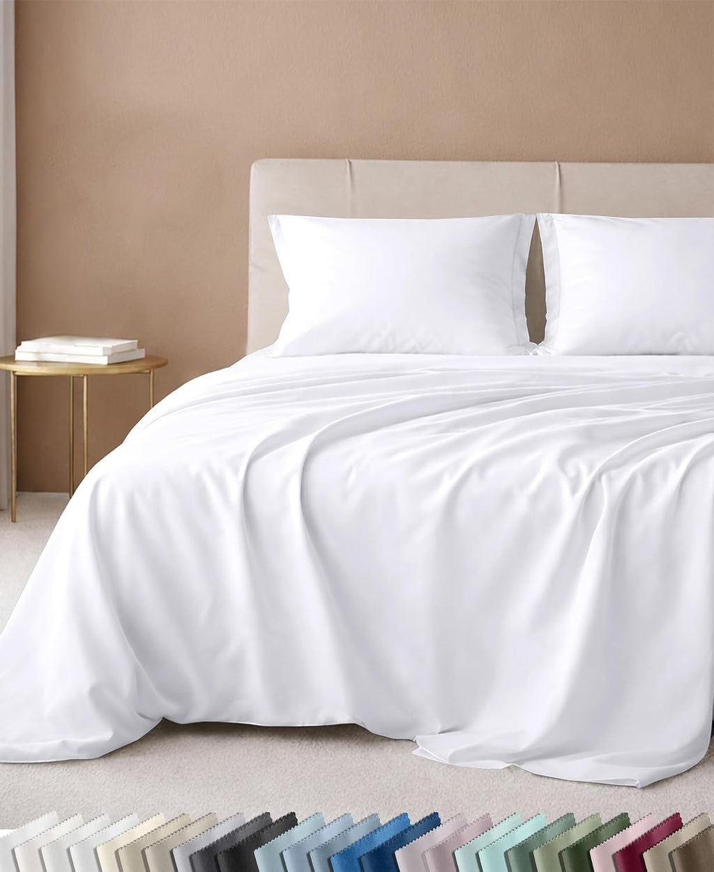 California Design Den Luxury 600 Thread Count King Size Sheets Set, White
