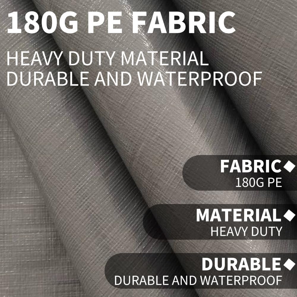 Rutile 10 x 20 FT Carport Replacement Cover, Heavy Duty Car Tarp Canopy Tent Replacement Top w/Ball Bungees Gray (Only Top Cover, Frame is not