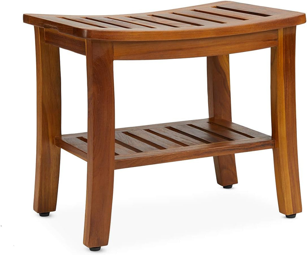 Teakcraft Teak Shower Bench & Stool for Inside Shower, 21", Fully Assembled