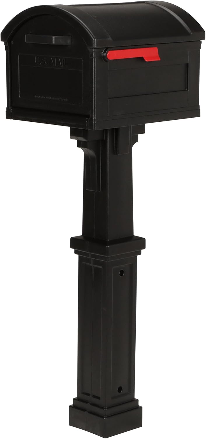 Architectural Mailboxes Grand Haven™ T4, USPS Approved Next Generation Rust-Proof Plastic Post Mounted Mail Box for Outside, Black, XL Extra Large