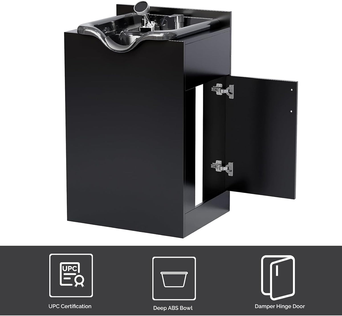 OmySalon Shampoo Bowl with Cabinet, Salon Wet Station with Sprayer Faucet Shampoo Cabinetry, Portable Hair Wash Sink for Beauty Spa Barber