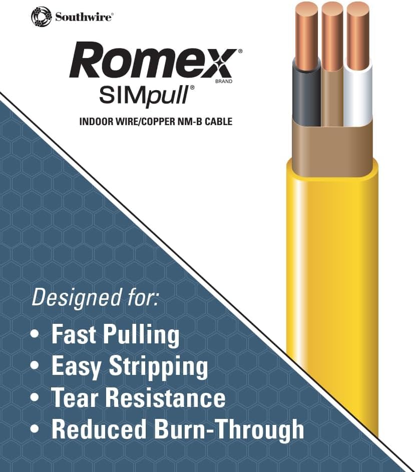 Southwire Romex Brand Simpull Solid Indoor 12/2 W/G NMB Cable 100ft Coil - SW# 28828228