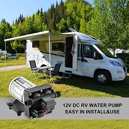 RV Water Pump 12 Volt DC 5.0GPM 55PSI Replacement For 4008-101-A65 Water Pump Self Priming Diaphragm Pump with Pressure Switch for RV Kitchen