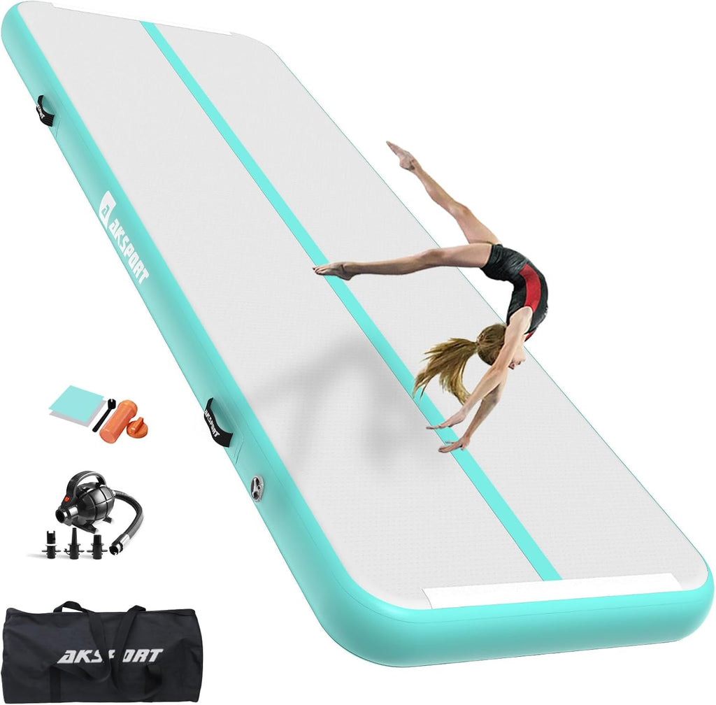 AKSPORT Gymnastics Air Mat Tumble Track Tumbling Mat Inflatable Floor Mats with Air Pump for Home
