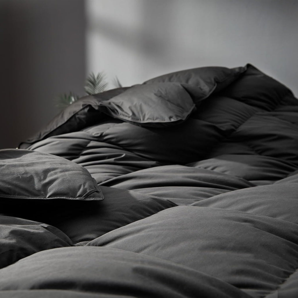 Grey Goose Feather Down Comforter Queen Size, Premium All Season Duvet Insert, 750+ Fill Power 1200TC Cotton Blend Fabric Hotel Style Comforter, 42