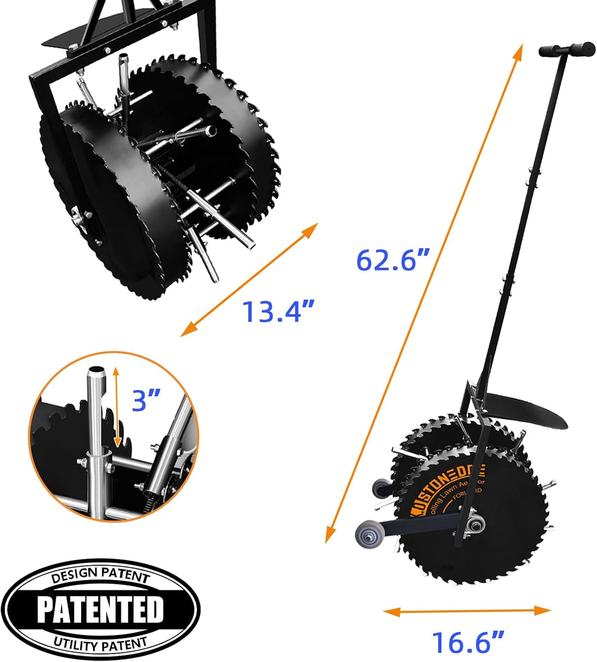 Patented Rolling Lawn Aerator Manual Coring Tool Compacted Soil Loosening