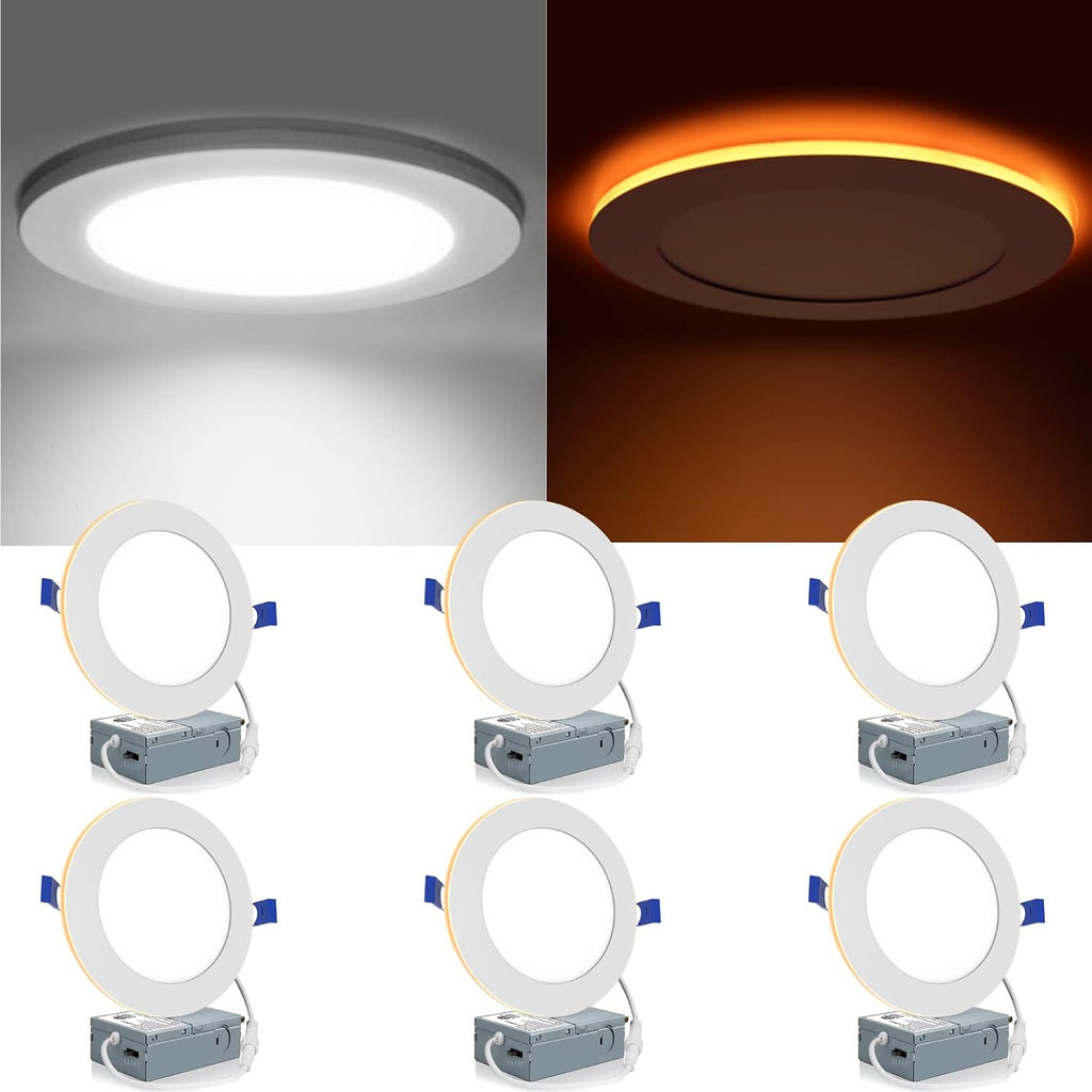 Meconard 6 Pack 6 Inch 5CCT LED Recessed Lighting with Night Light, White
