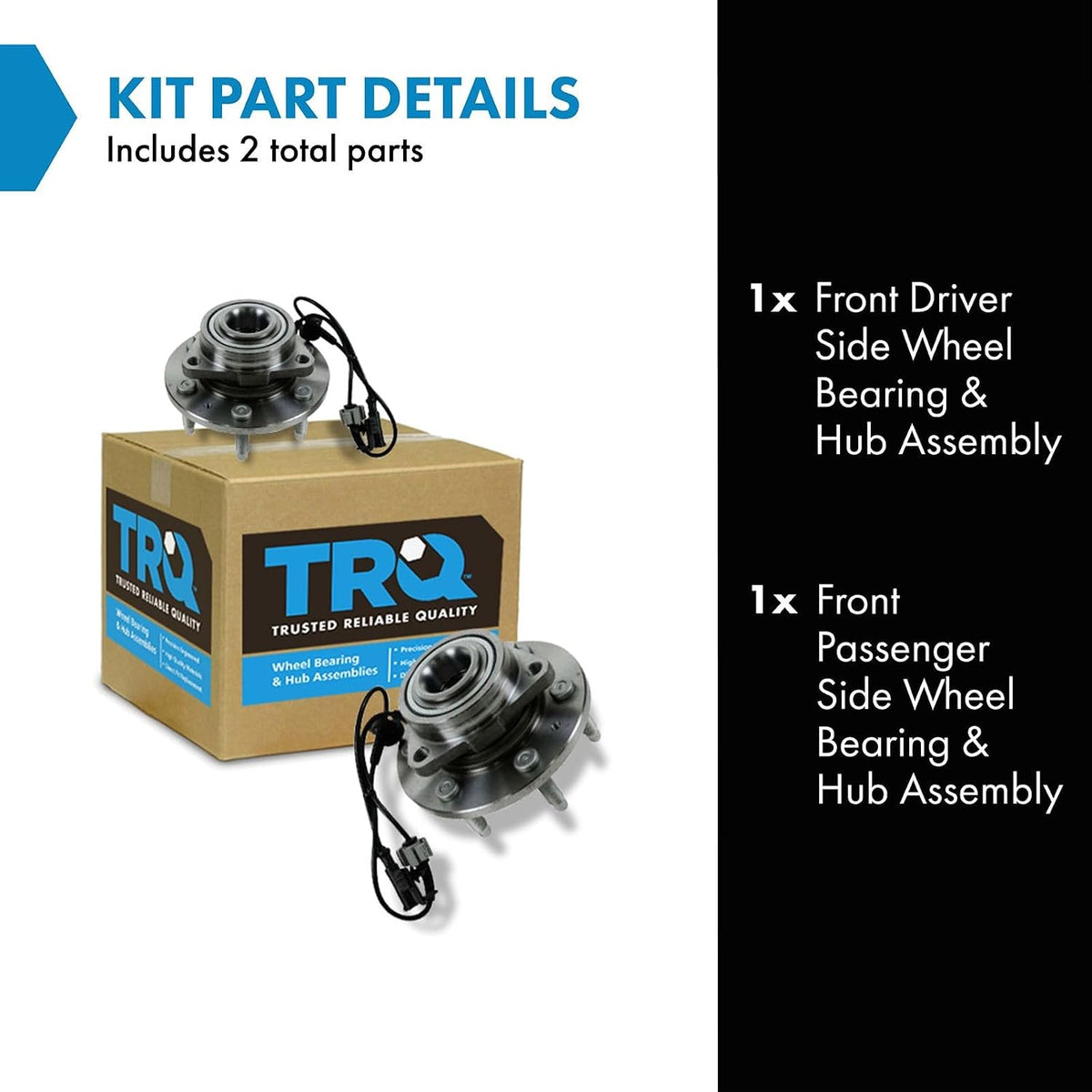 TRQ Front Wheel Bearing & Hub Assembly Set