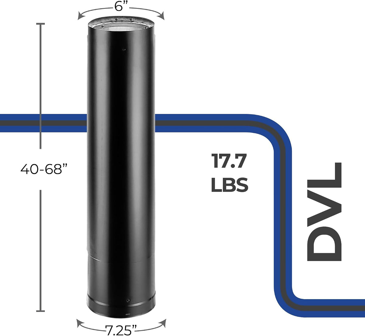Duravent Double-Wall Stovepipe DVL - 6" Diameter 68 Telescoping Length