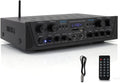 Pyle 4-Channel Audio Amplifier with Bluetooth - Home Stereo Receiver w/ 500W Max Power - Commercial or Karaoke - Dual Mic Input with Echo, Vol, Talk
