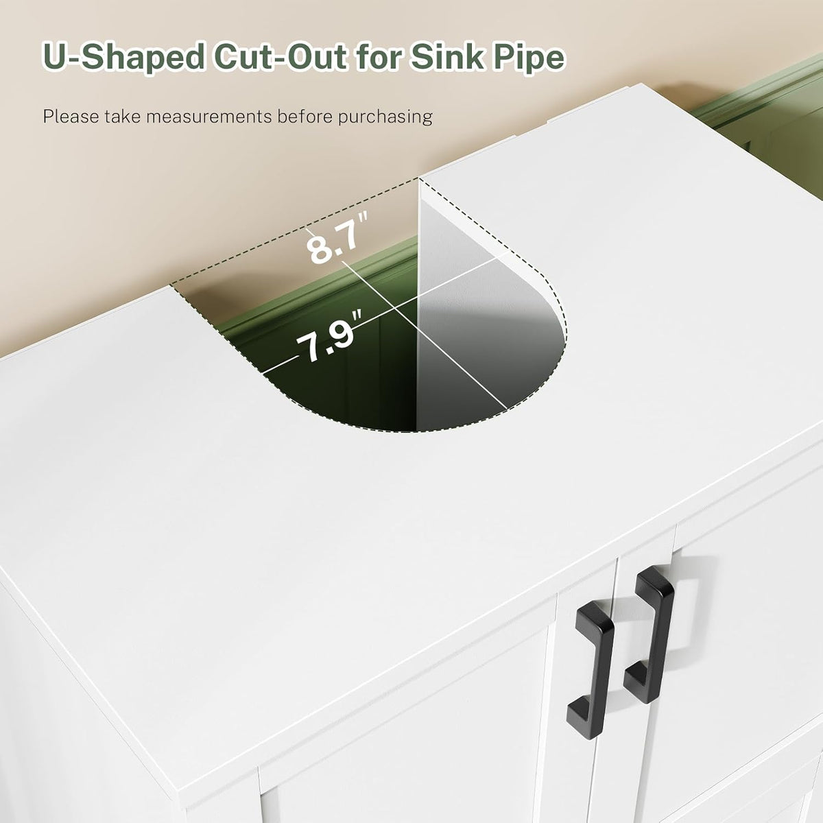 24"Pedestal Sink Storage Cabinet with 2 Doors & 1 Drawer