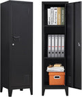 Metal Locker with Doors and Shelves, Locking Storage Cabinets for Small Spaces, Lockers for Employees, Lockable Storage Lockers for Office Garage