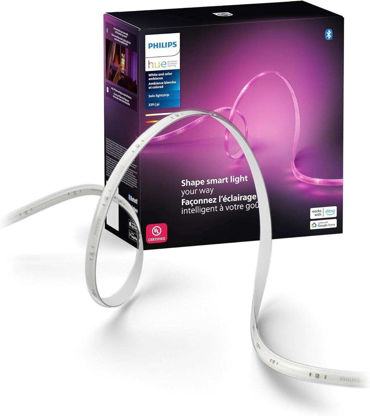 Philips Hue Indoor 16 Ft Smart LED Solo lightstrip Base Kit - 1 Pack - Control with Hue App - Compatible with Alexa, Google Assistant and Apple