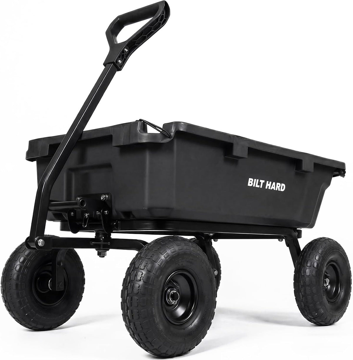 BILT HARD 900 lbs Poly Garden Dump Cart, 5 Cu.Ft Wheelbarrow Cart with 10" All Terrain Wheels & Quick-Release System, Heavy Duty Utility Wagon for