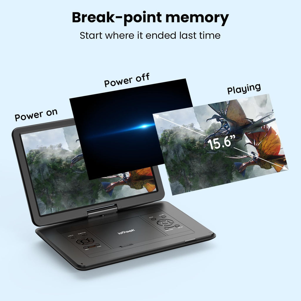 ieGeek 17.5" Portable DVD Player with 15.6" Large HD Swivel Screen, Black