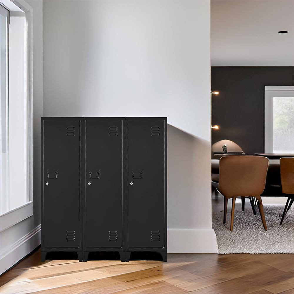 Metal Locker with Doors and Shelves, Locking Storage Cabinets for Small Spaces, Lockers for Employees, Lockable Storage Lockers for Office Garage