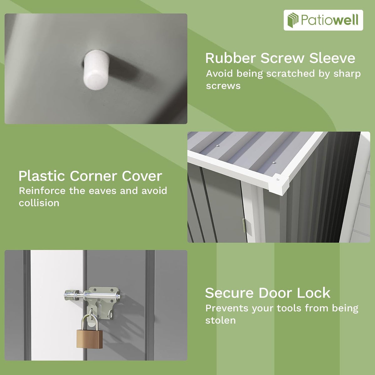 Patiowell 3x3 FT Outdoor Storage Shed, Metal Sheds, Grey