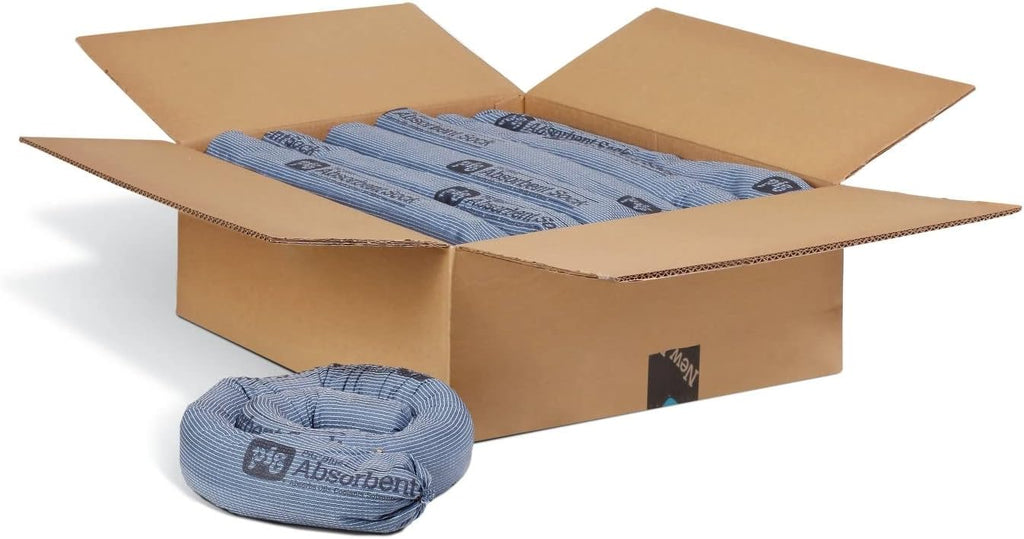 PIG Blue Oil Absorbent Sock - 12 per Package - 3" x 48" - Absorbs up to 95 oz per Sock - PIG238