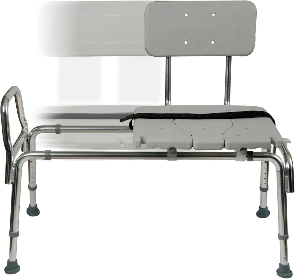 DMI Tub Transfer Bench and Shower Chair with Non Slip Aluminum Body, FSA Eligible, Adjustable Seat Height and Cut Out Access, Holds Weight up to 400