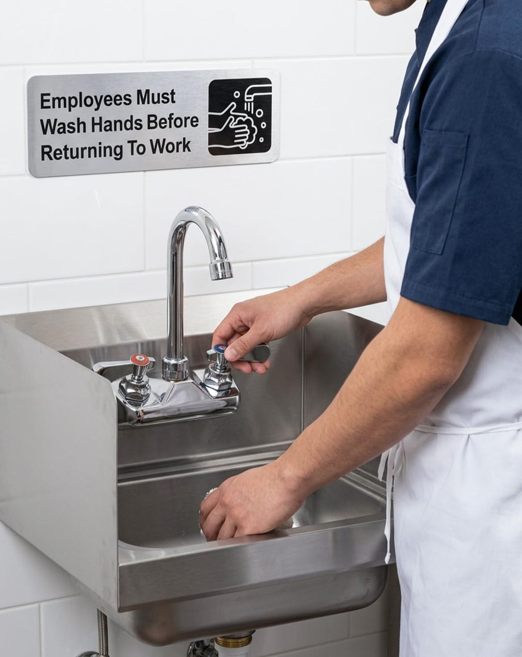Commercial Hand Sink Faucet 4" Center Wall Mount, 3-1/2" Gooseneck