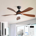 Sofucor 52 Inch Smart Modern Ceiling Fan with Light Indoor/Outdoor Brown | Alexa/Google Assistant/APP/Remote Control, Reversible DC Motor, Timer, 6