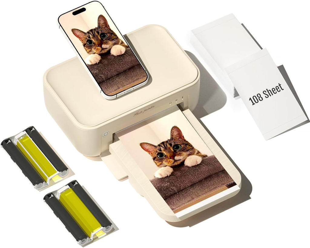 HPRT Photo Printer 4x6 with 108 Sheets Photo Paper & 2 Ribbons