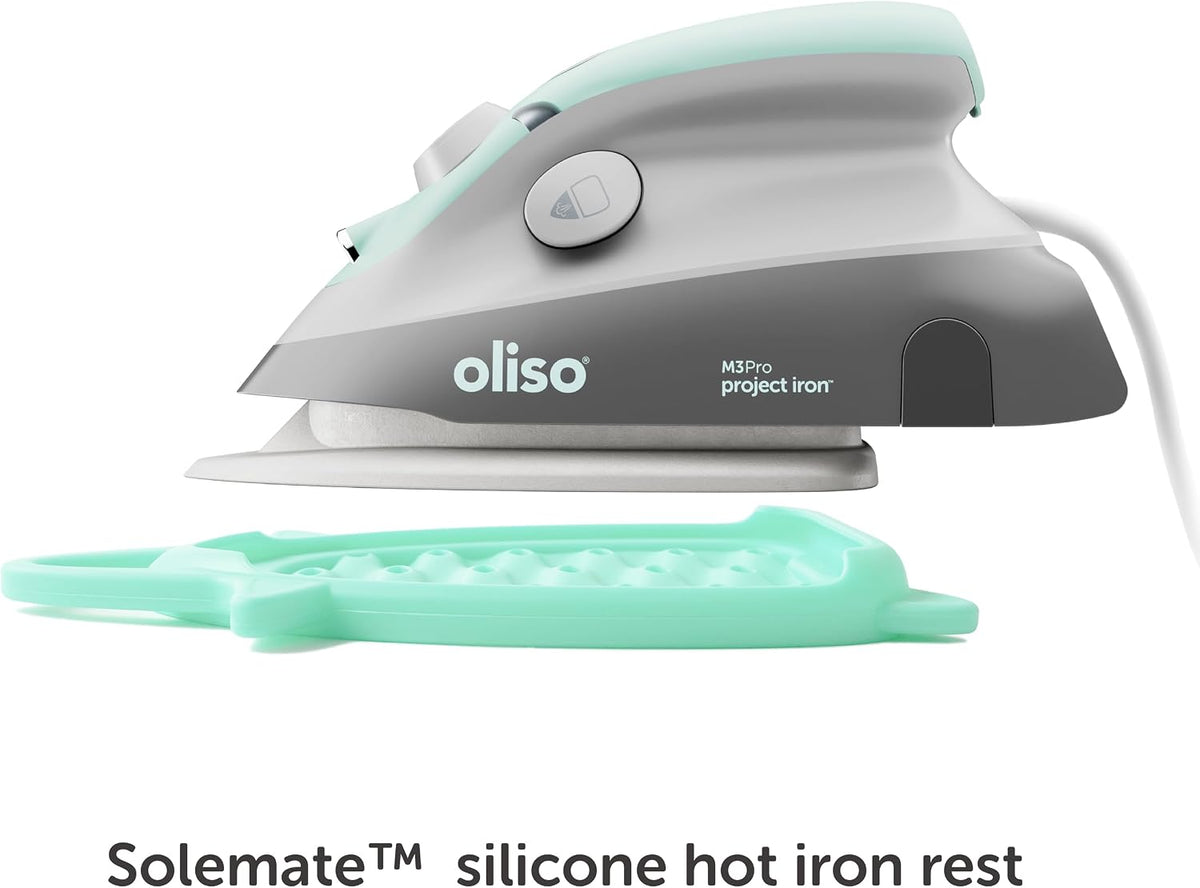 oliso M3Pro Project Mini Steam Iron - Sewing, Quilting, Travel - Aqua