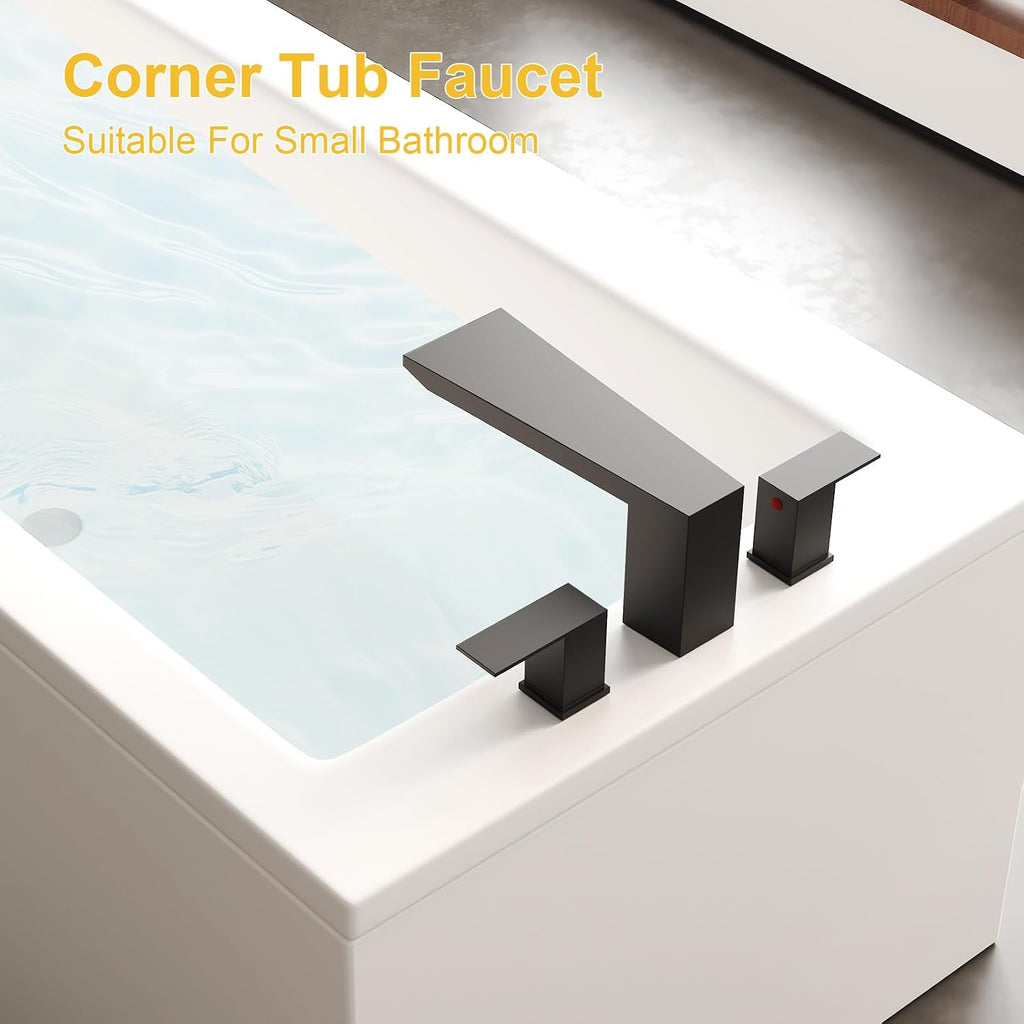 BESy Roman Tub Faucet Set Jacuzzi Bath Bathtub Faucet Deck Mount Black