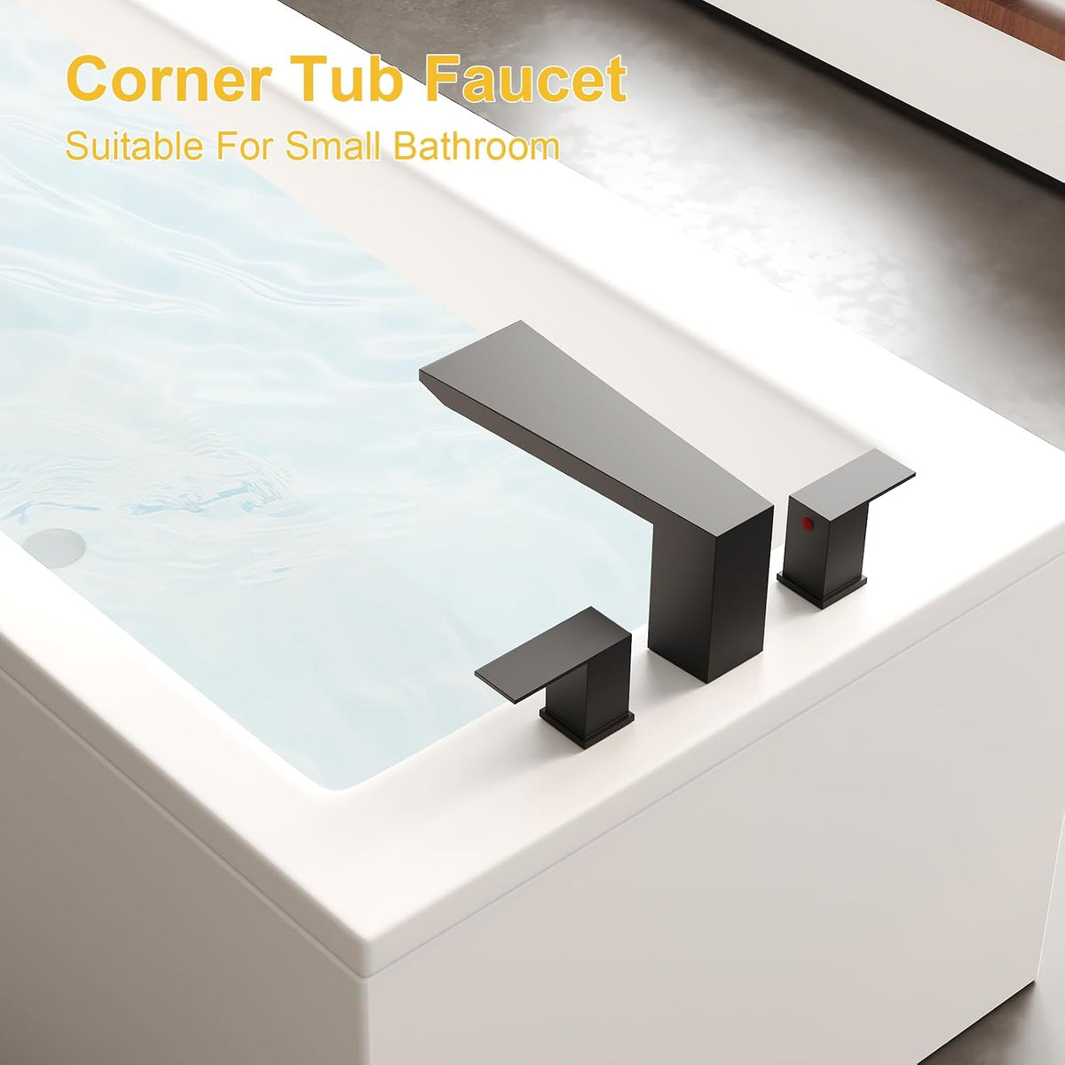BESy Roman Tub Faucet Set Jacuzzi Bath Bathtub Faucet Deck Mount Black