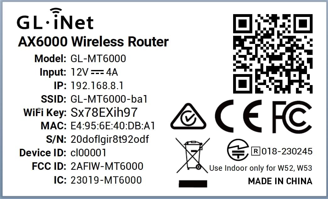 GL.iNet GL-MT6000 Flint 2 Wi-Fi 6 Gaming Router Dual 2.5G Ports