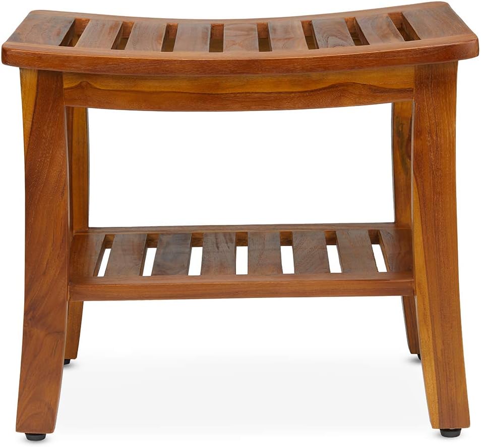 Teakcraft Teak Shower Bench & Stool for Inside Shower, 21", Fully Assembled